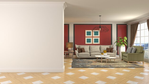 Illustration of the living room interior