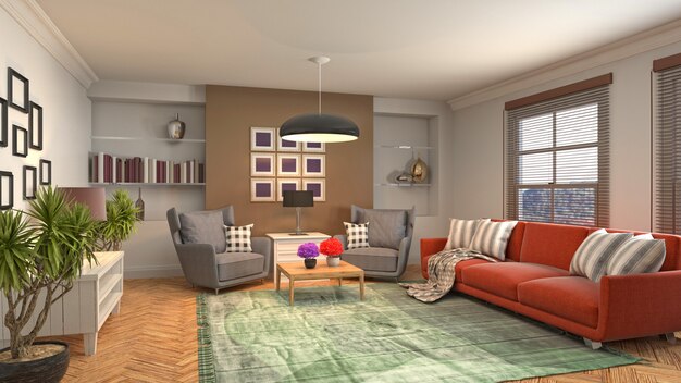 Illustration of the living room interior