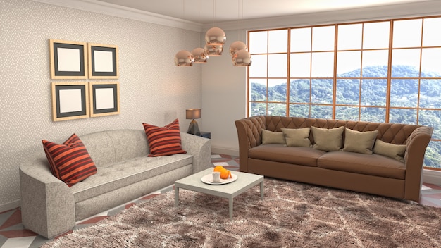 Illustration of the living room interior