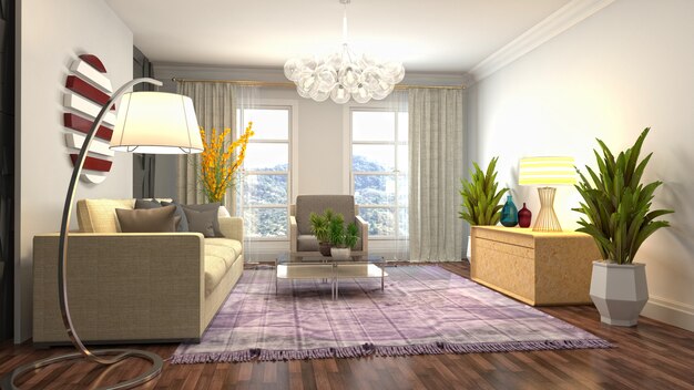 Illustration of the living room interior