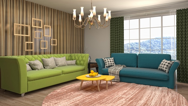 Illustration of the living room interior