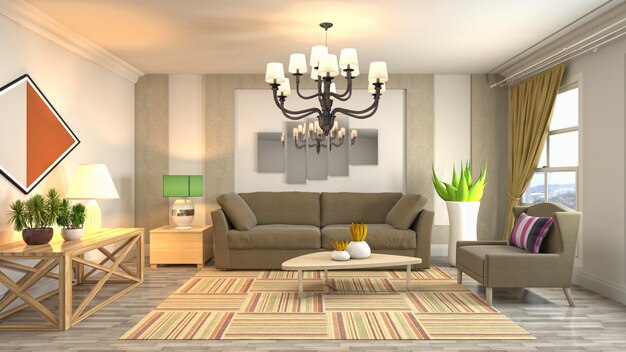 Illustration of the living room interior