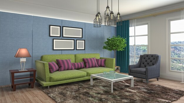 Illustration of the living room interior