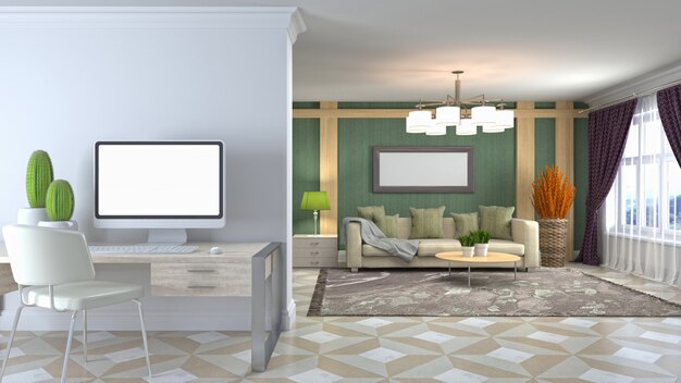 Illustration of the living room interior