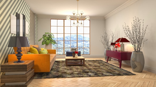 Illustration of the living room interior