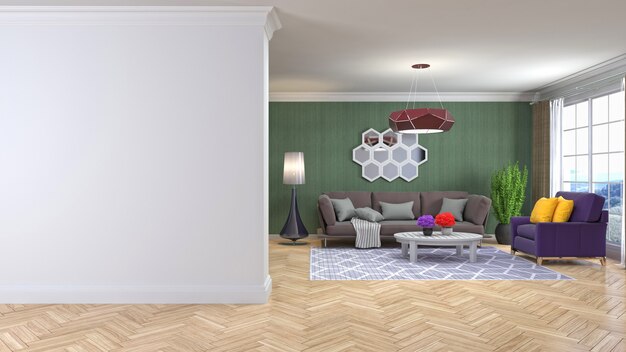 Illustration of the living room interior