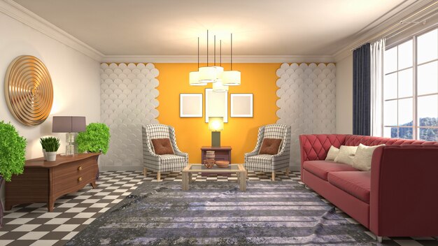 Illustration of the living room interior