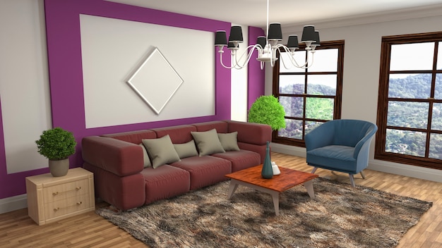 Illustration of the living room interior