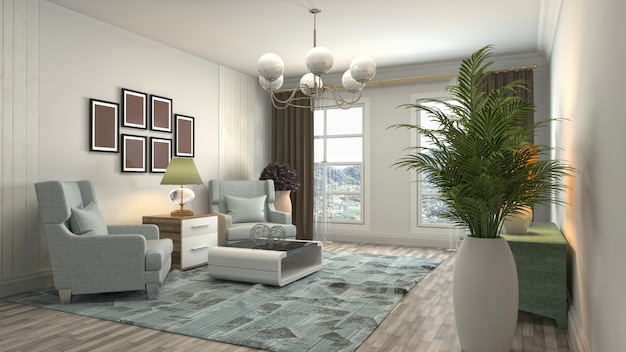 Illustration of the living room interior