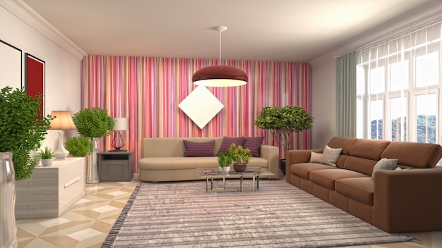 Illustration of the living room interior