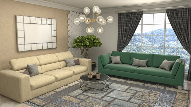 Illustration of the living room interior