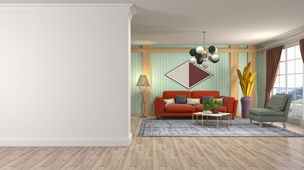 Illustration of the living room interior