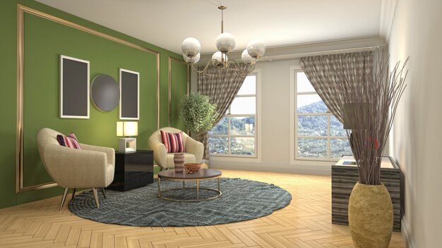 Illustration of the living room interior