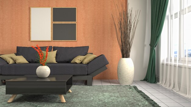 Illustration of the living room interior