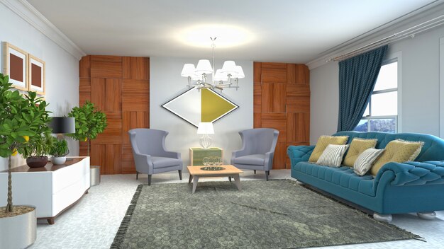 Illustration of the living room interior