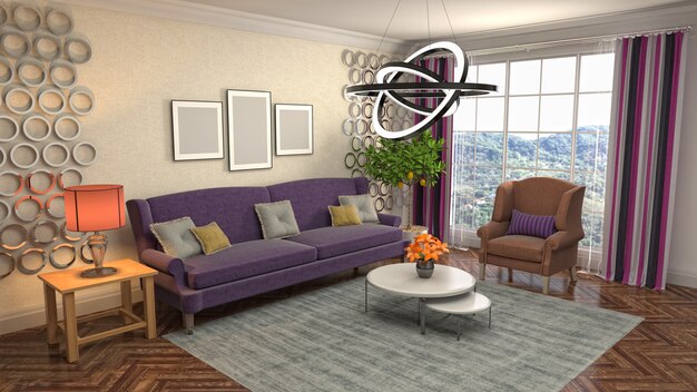 Illustration of the living room interior