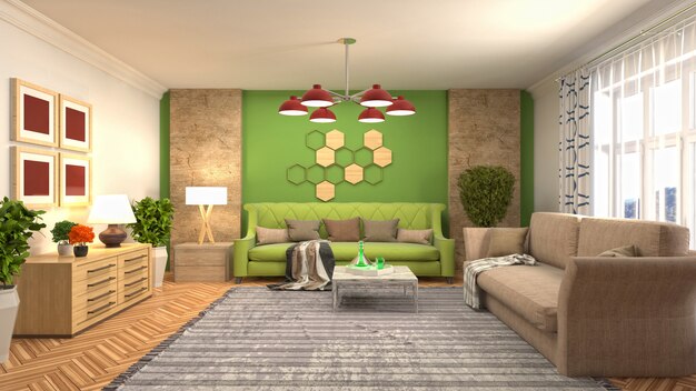 Illustration of the living room interior