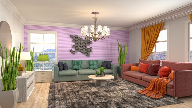 Illustration of the living room interior