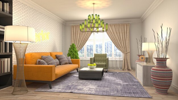 Illustration of the living room interior