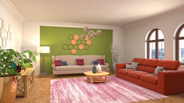 Illustration of the living room interior