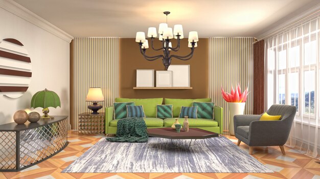 Illustration of the living room interior