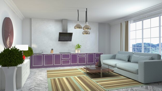 Illustration of the living room interior