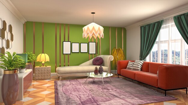 Illustration of the living room interior