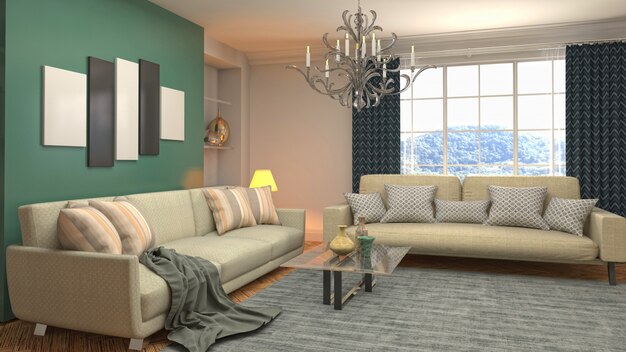 Illustration of the living room interior