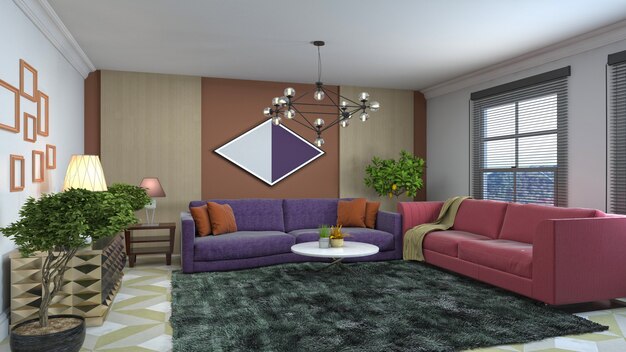 Illustration of the living room interior