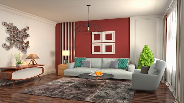 Illustration of the living room interior