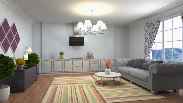 Illustration of the living room interior