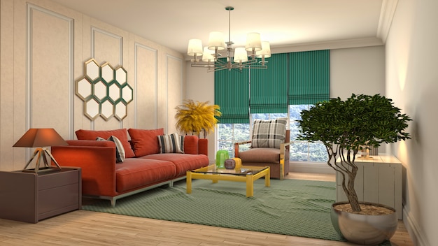 Illustration of the living room interior