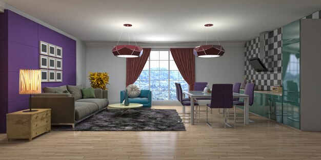 Illustration of the living room interior