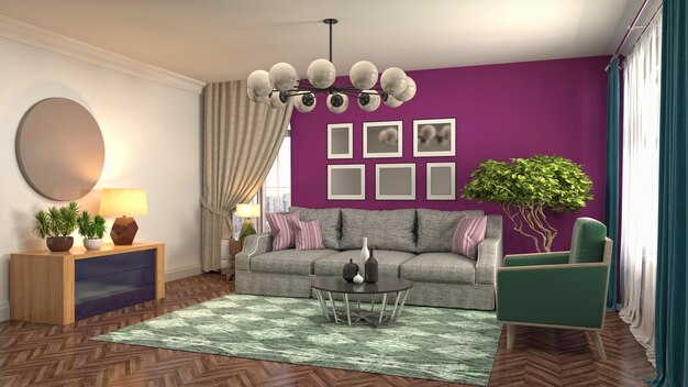 Illustration of the living room interior