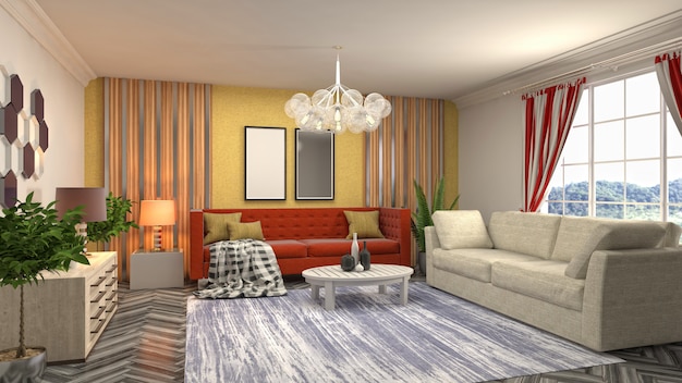 Illustration of the living room interior