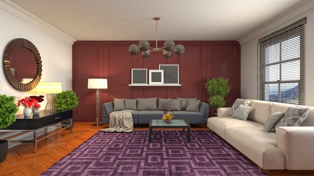 Illustration of the living room interior