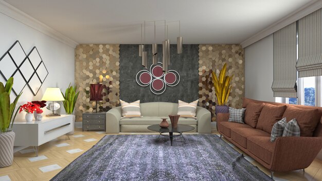 Illustration of the living room interior