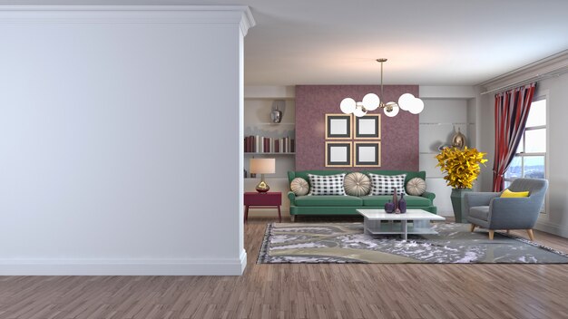 Illustration of the living room interior