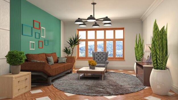 Illustration of the living room interior