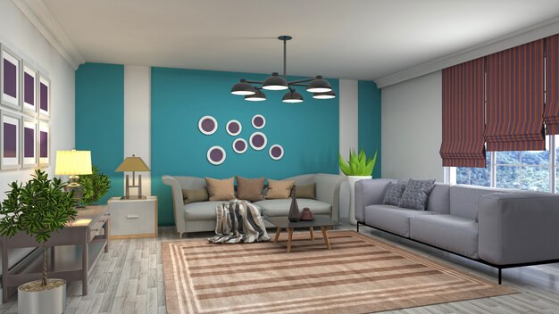 Illustration of the living room interior