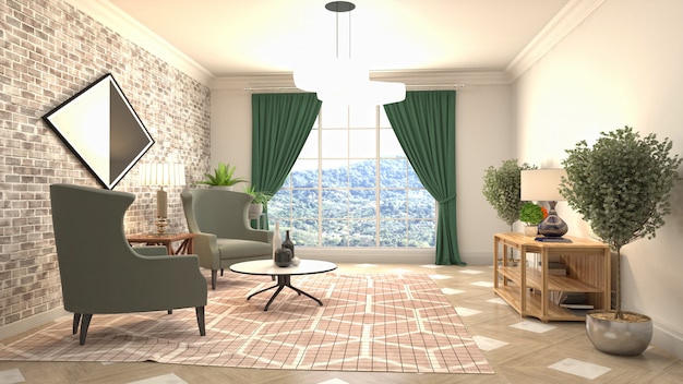 Illustration of the living room interior