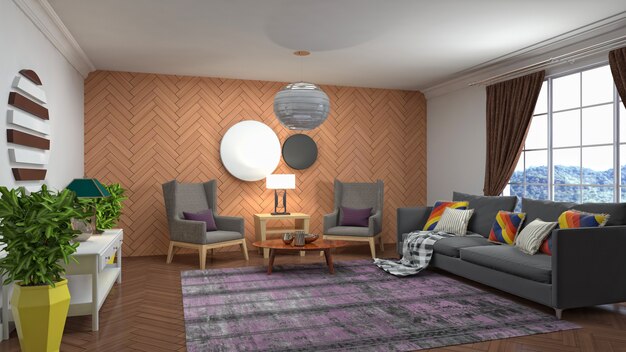 Illustration of the living room interior