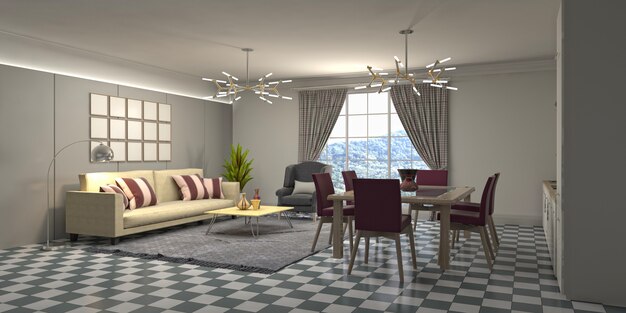 Illustration of the living room interior