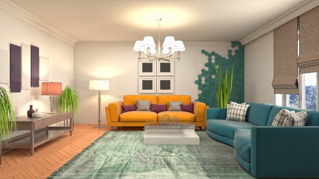 Illustration of the living room interior