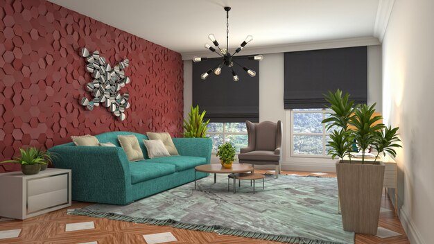 Illustration of the living room interior