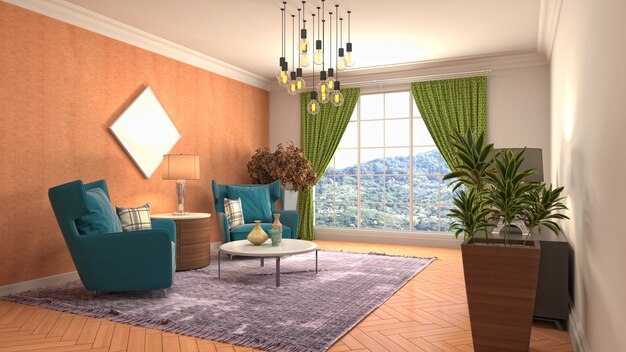 Illustration of the living room interior