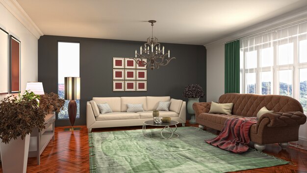 Illustration of the living room interior