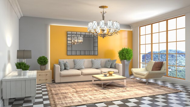 Illustration of the living room interior