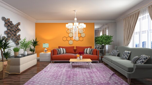 Illustration of the living room interior