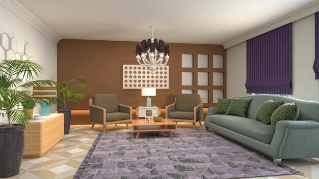 Illustration of the living room interior